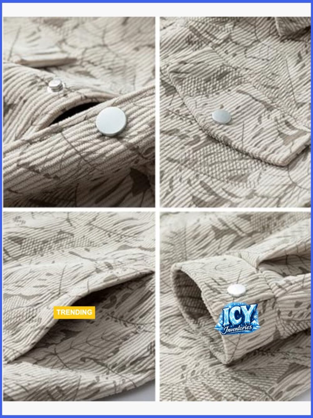 Corduroy Button Down Shacket Long Sleeve Casual Work Western Coat Men Plus Size - Picture 3 of 4